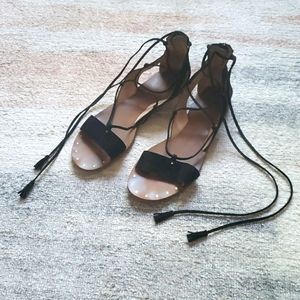 Madewell suede ankle tie sandals
